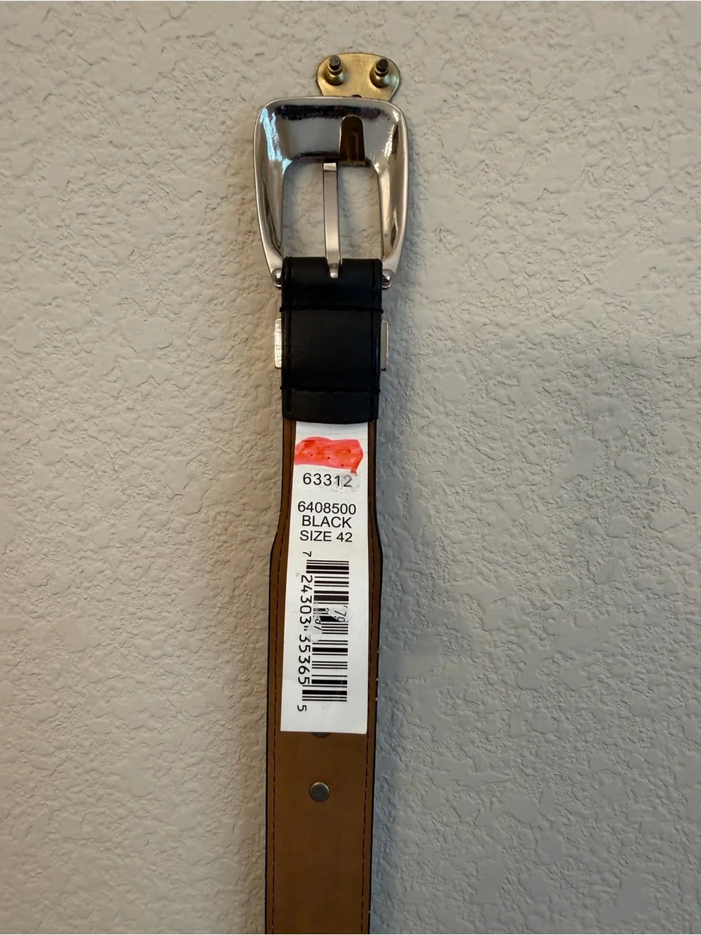 Black Leather Men’s Belt with Polished Silver Buckle